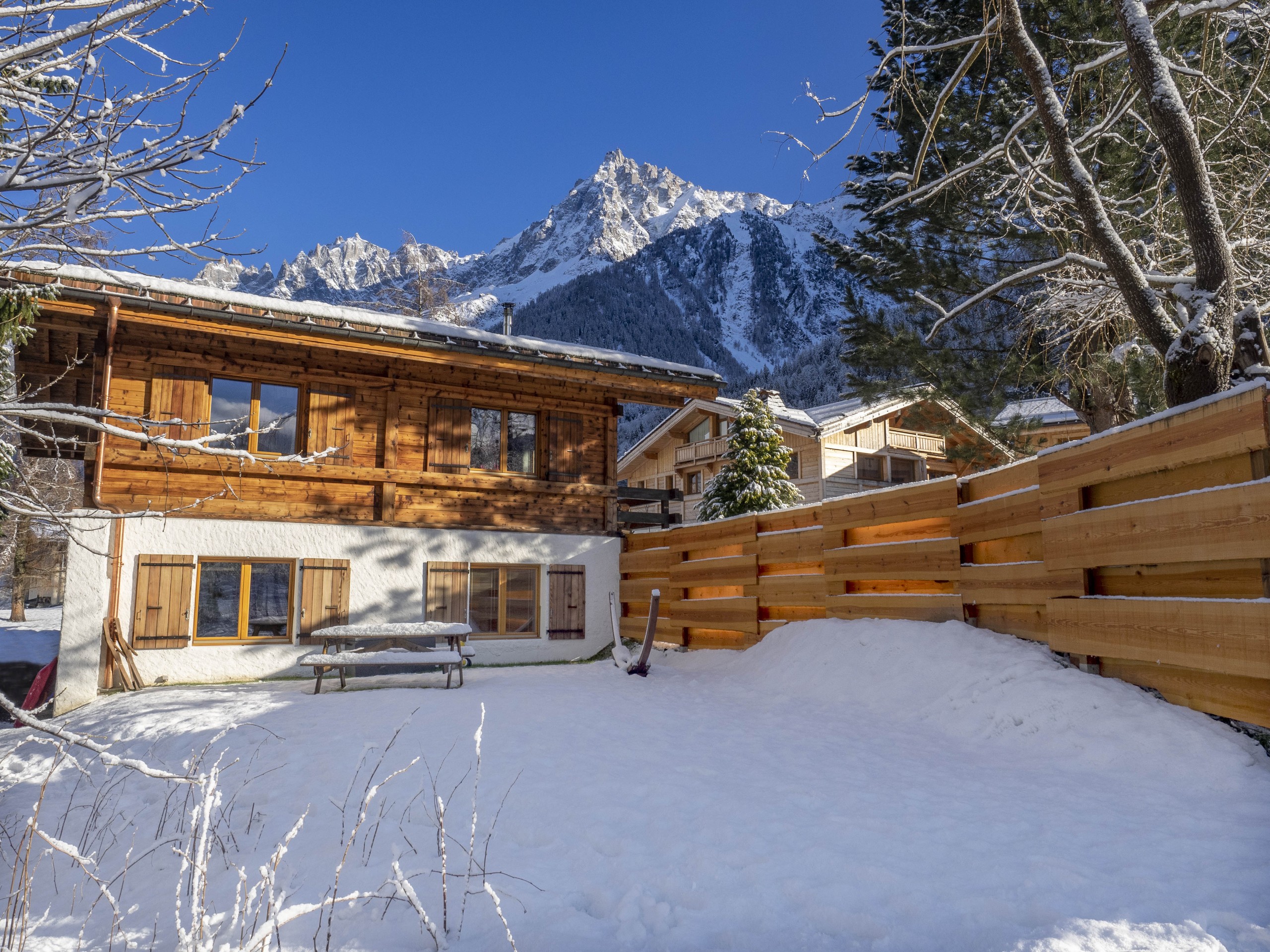 Grand Cerf and snowy mountains near Chamonix